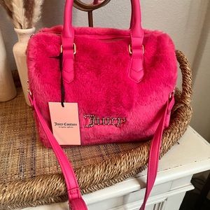 Juicy Couture Free Love Fluffy Fuzzy Satchel Pink Bag Purse